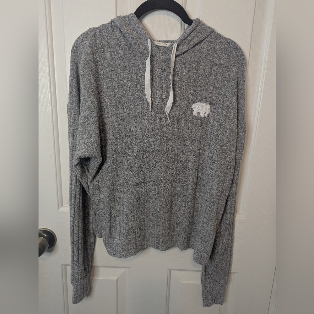 Ivory Ella Top Hoodie Gray Elephant  Size Medium, cropped